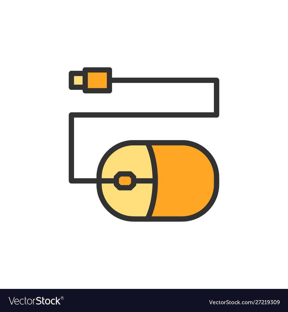 Computer mouse flat color line icon vector image Computer mouse flat color line icon