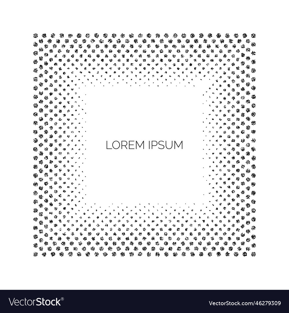 Dotted square frame background black random dots vector image Dotted square frame background black random dots