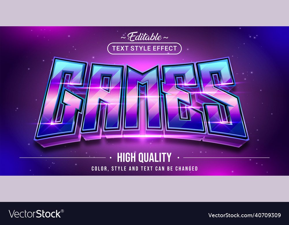 Editable text style effect - games vector image Editable text style effect - games