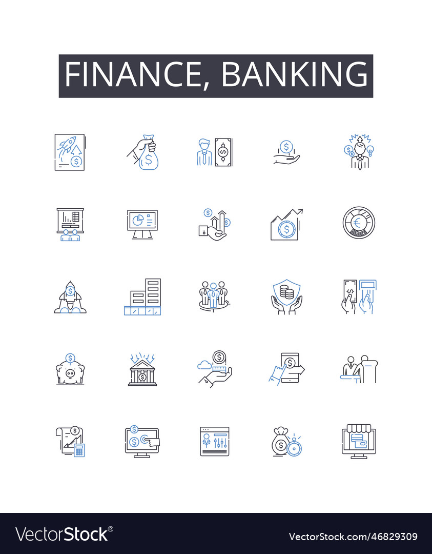 Finance banking line icons collection accounting