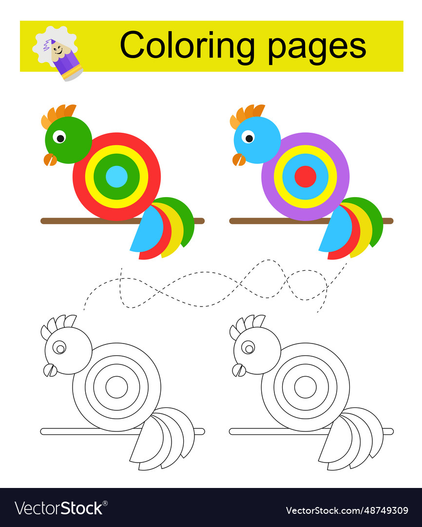 Go through the maze and color a parrot Vector Image Go through the maze and color a parrot