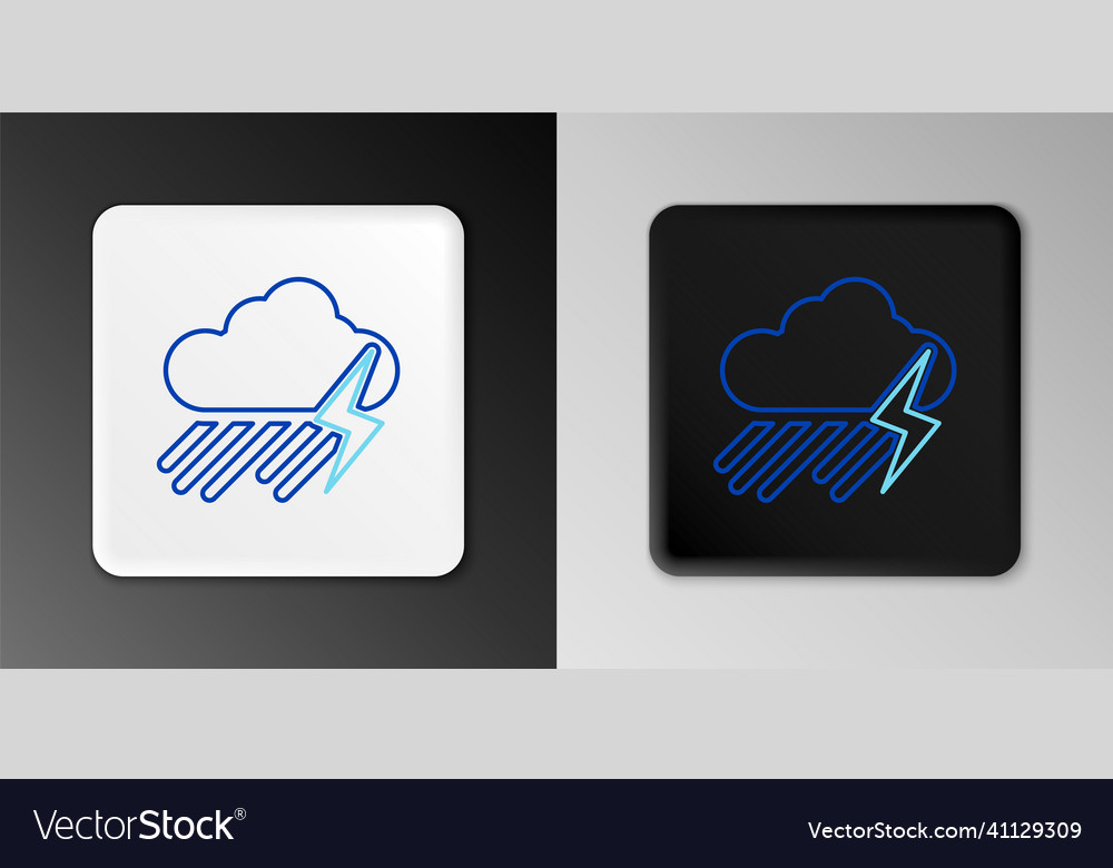 Line cloud with rain and lightning icon isolated Vector Image Line cloud with rain and lightning icon isolated