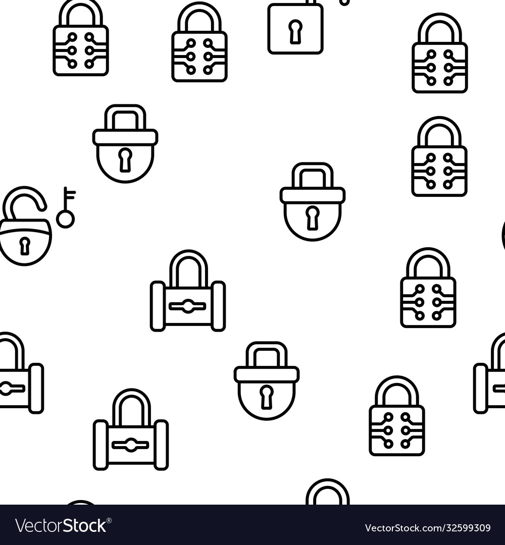 Padlock security tool seamless pattern vector image Padlock security tool seamless pattern