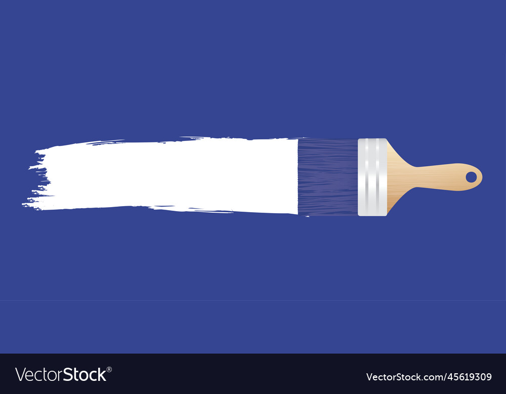 Paint brush with long stroke isolated on blue