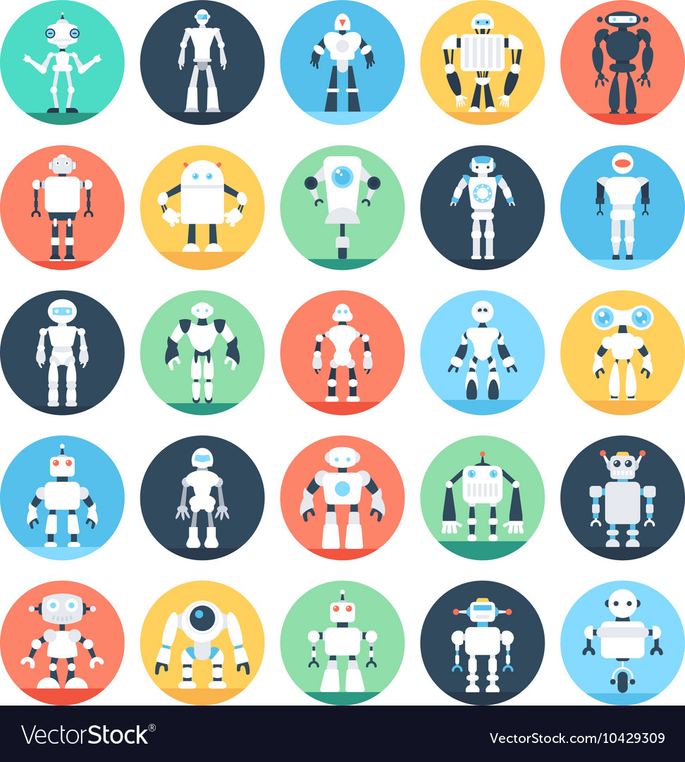 Robots colored icons 1