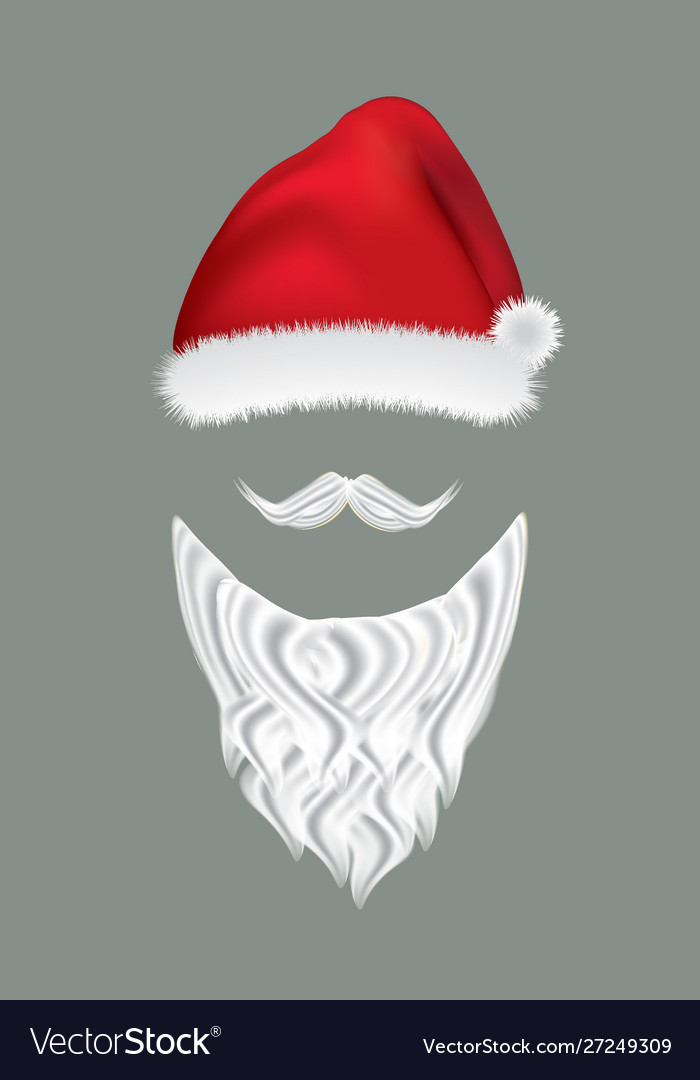 Santa hat and beard Royalty Free Vector Image - VectorStock