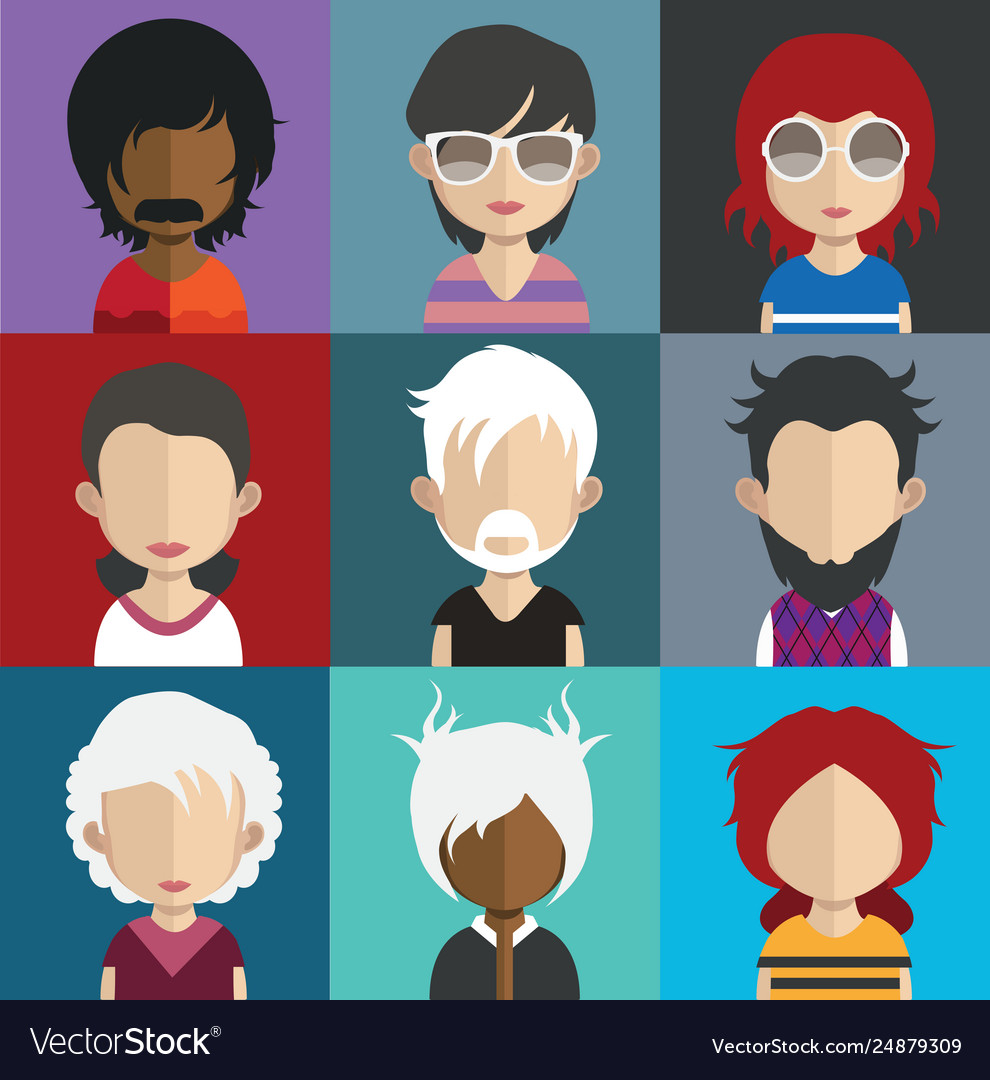 Set colorful avatars characters Royalty Free Vector Image