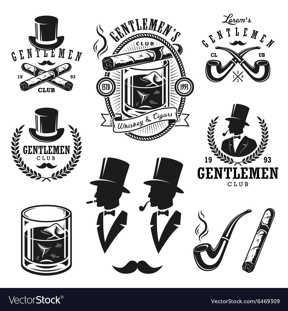 Set Of Vintage Gentlemen Emblems And Elements Vector Image 5237