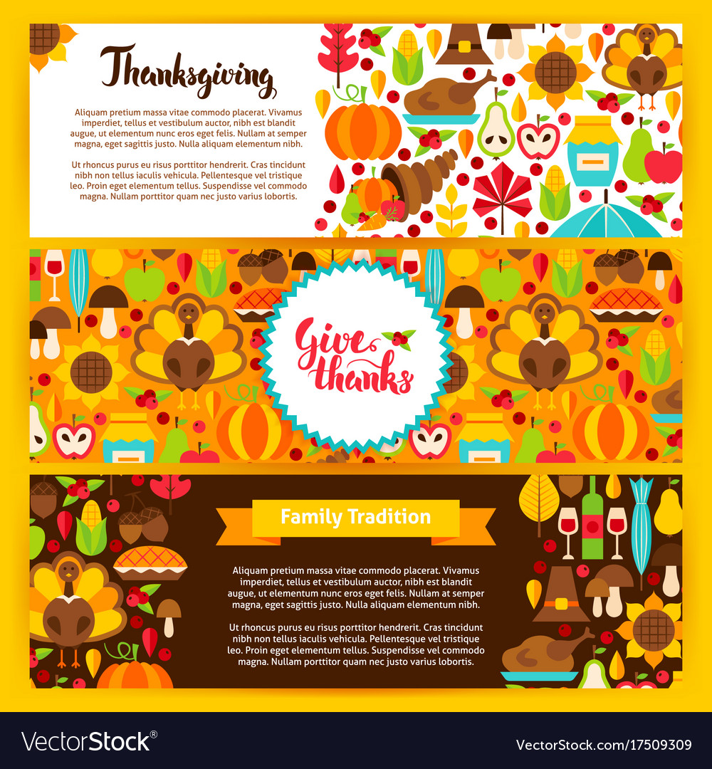 Thanksgiving horizontal banners Royalty Free Vector Image