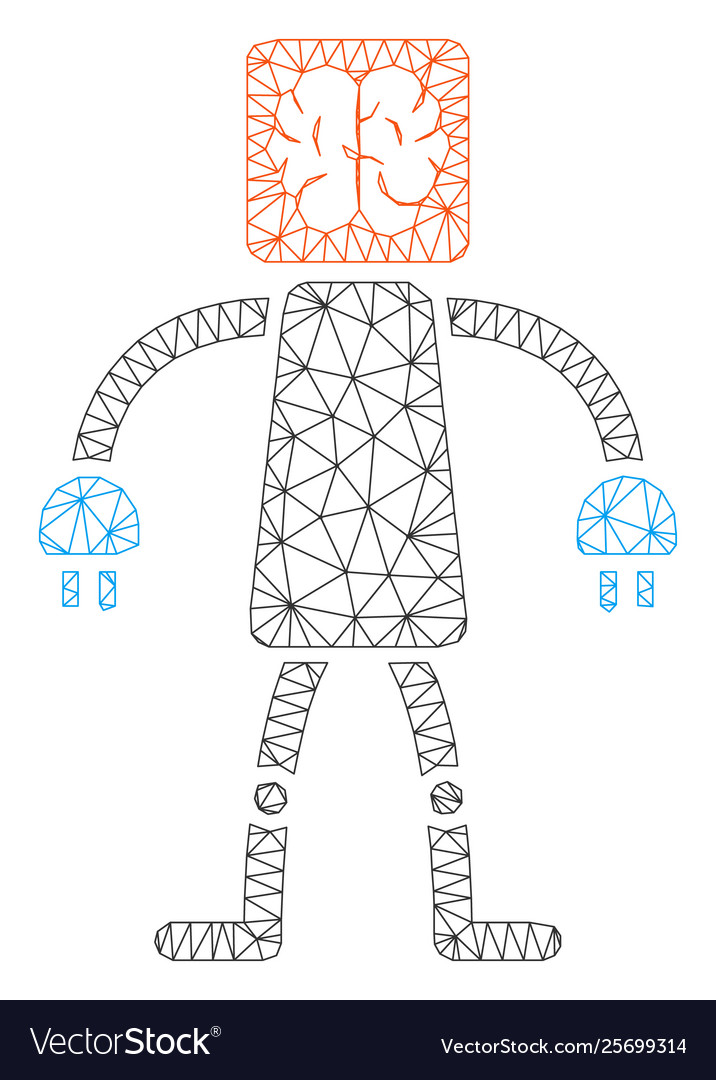 Brain robot polygonal frame mesh vector image Brain robot polygonal frame mesh