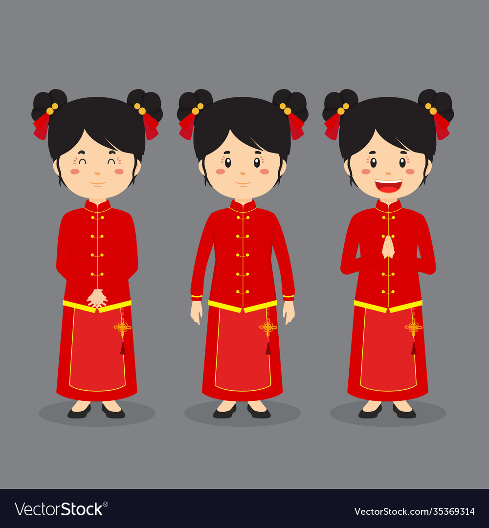 Chinese character with various expression vector image Chinese character with various expression