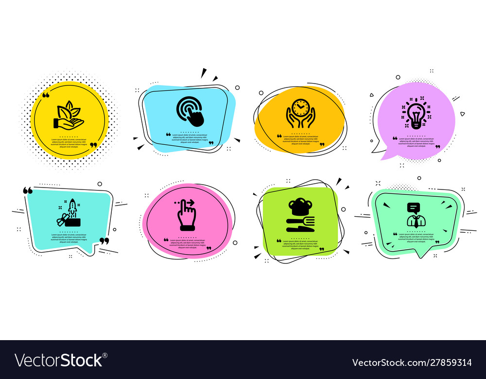 Click idea and support service icons set vector image Click idea and support service icons set