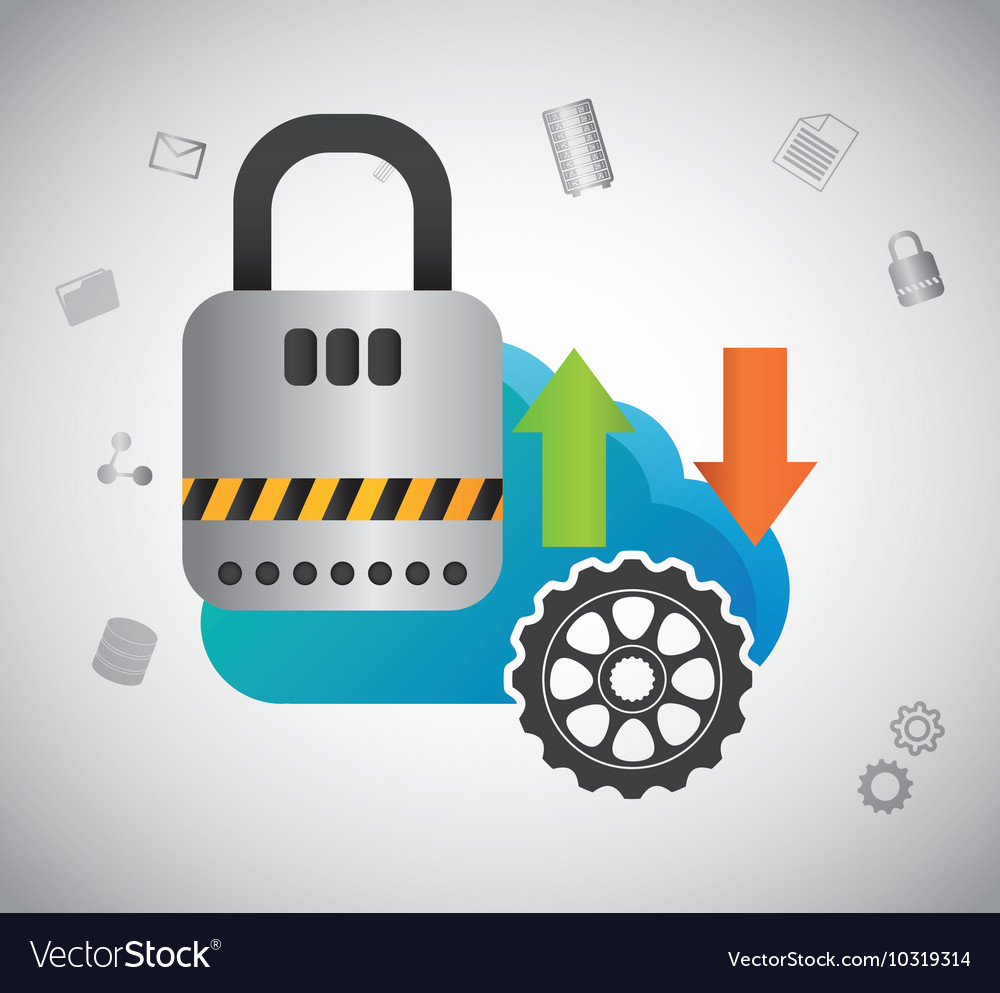 Cloud computing padlock web hosting design