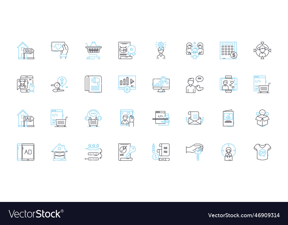 Communication interaction linear icons set vector image Communication interaction linear icons set