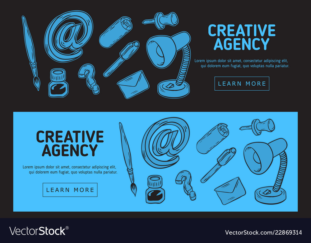 Creative Agency Office Web Banner Design With Vector Image