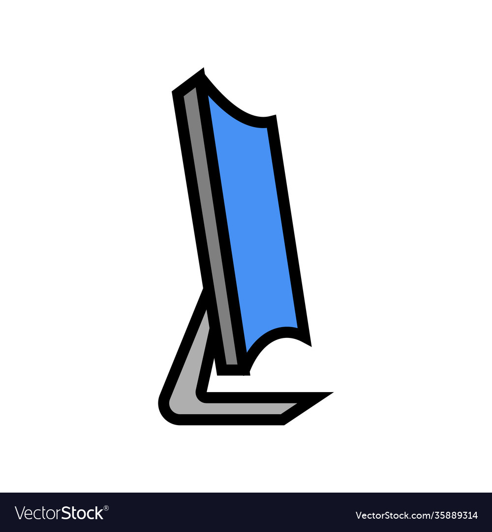 Curved computer screen color icon