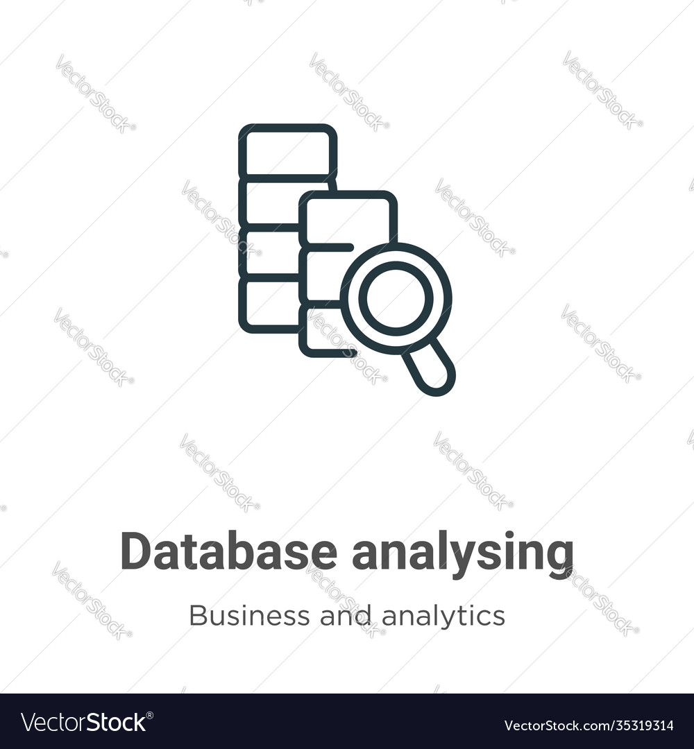 Database analysing outline icon thin line black