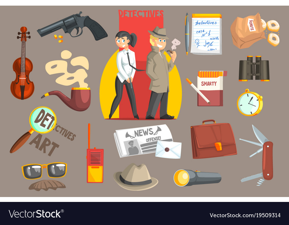 Detectives and their equipment objects set