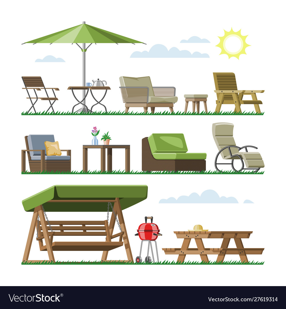 Garden furniture table chair seat Royalty Free Vector Image