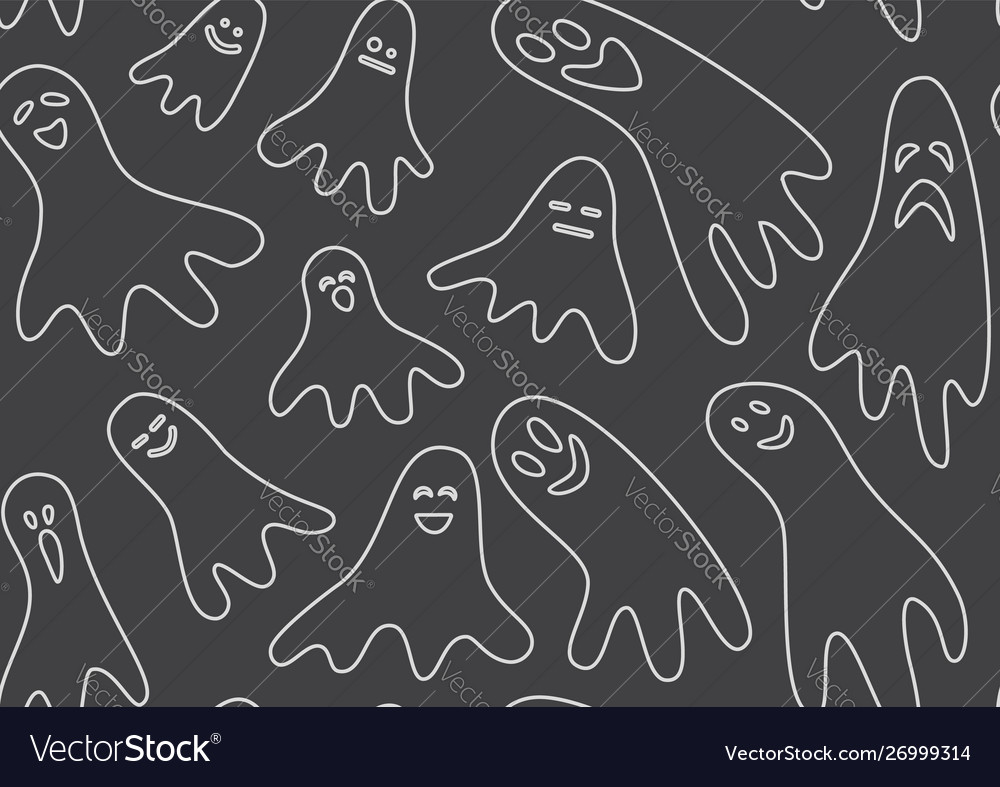 Ghost black and white seamless chalkboard pattern