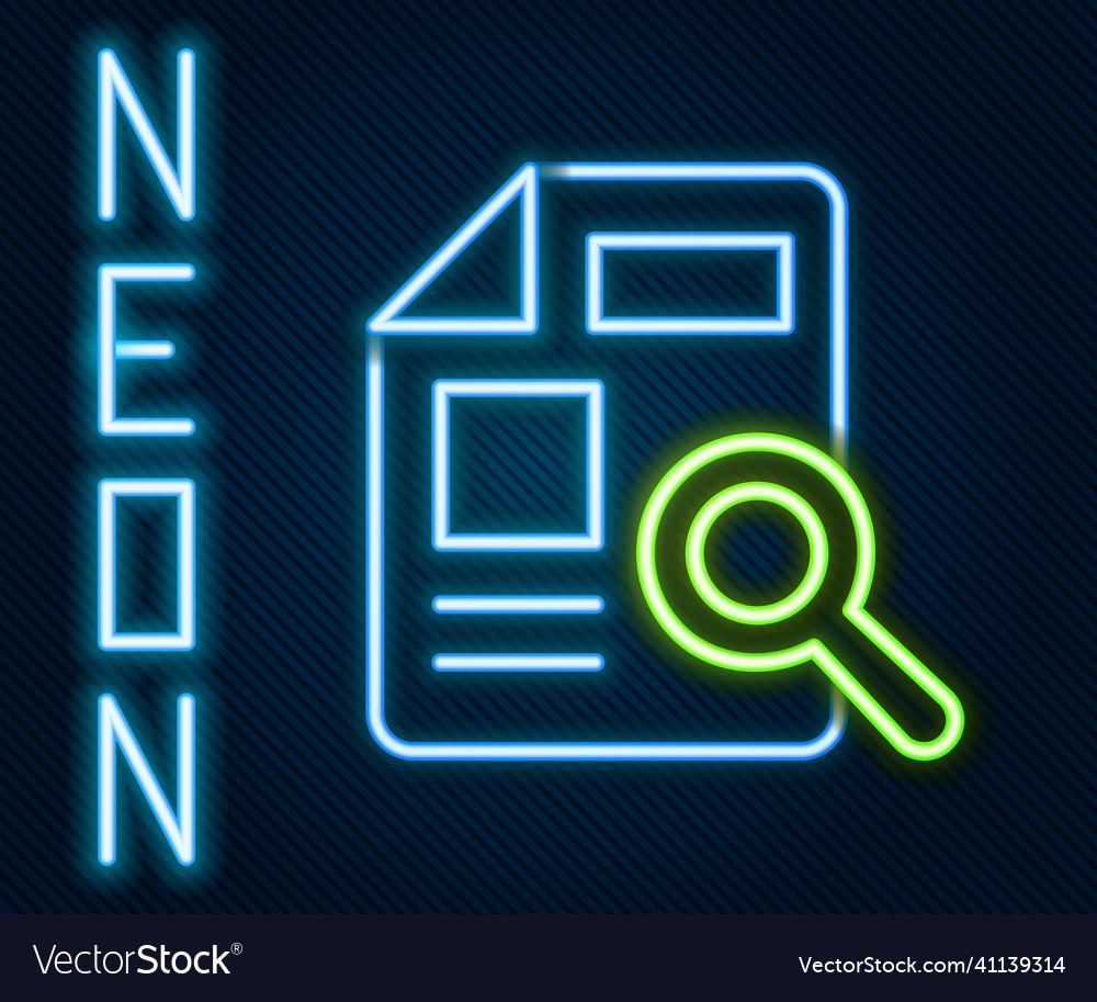 Glowing neon line document with graph chart icon