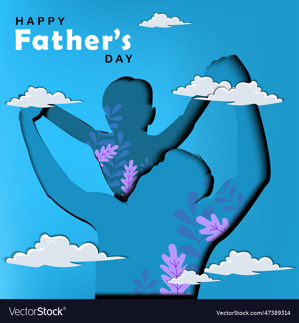 Happy fathers day paper cut out Royalty Free Vector Image