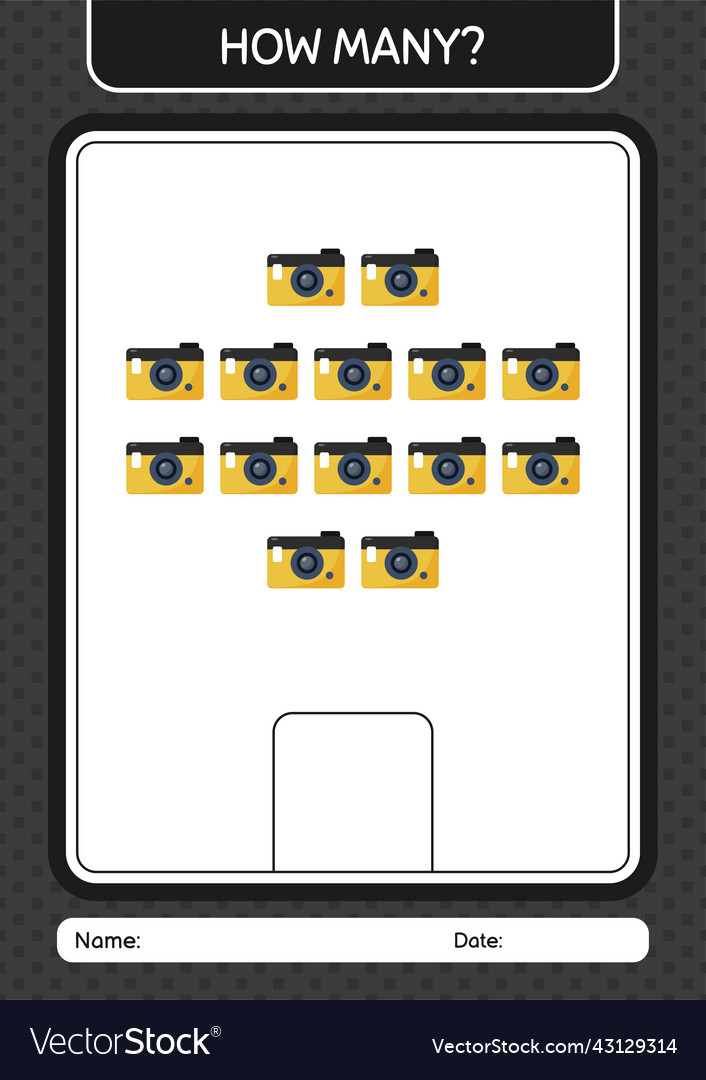 How many counting game with camera worksheet