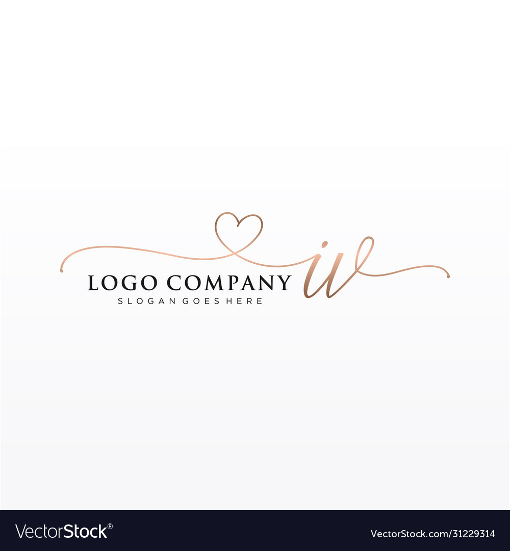 Initial iv beauty monogram and elegant logo design