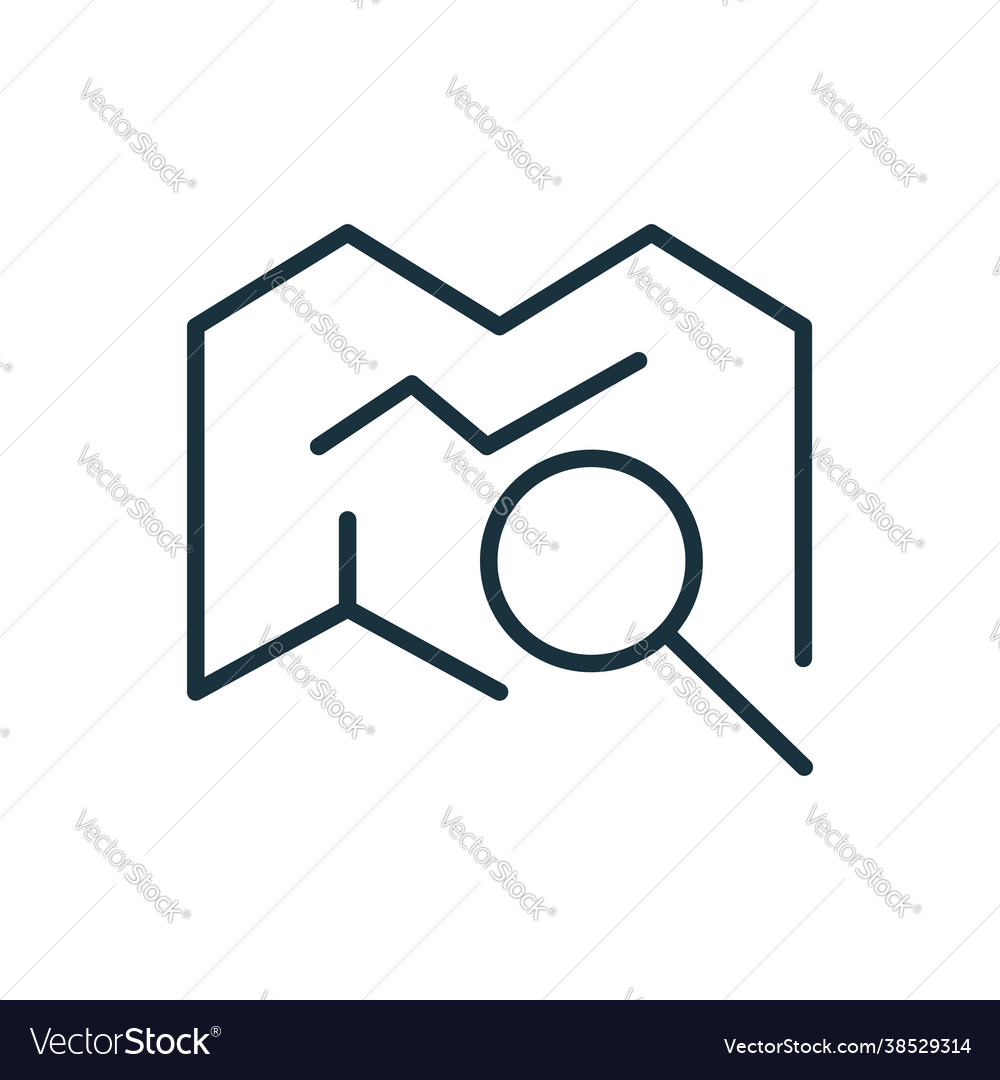 Magnifier glass search over navigation map linear vector image Magnifier glass search over navigation map linear