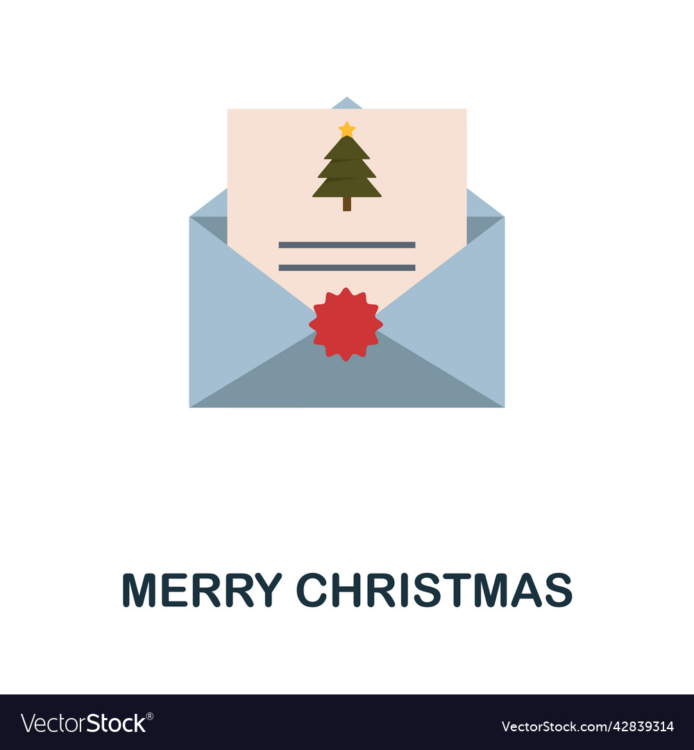 Merry christmas flat icon colored element sign