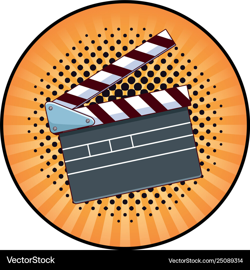 Movie clapper board round icon Royalty Free Vector Image