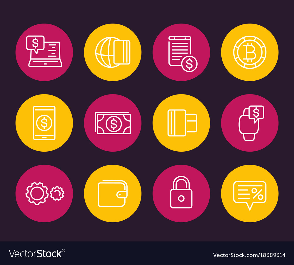 Payment methods and internet banking linear icons
