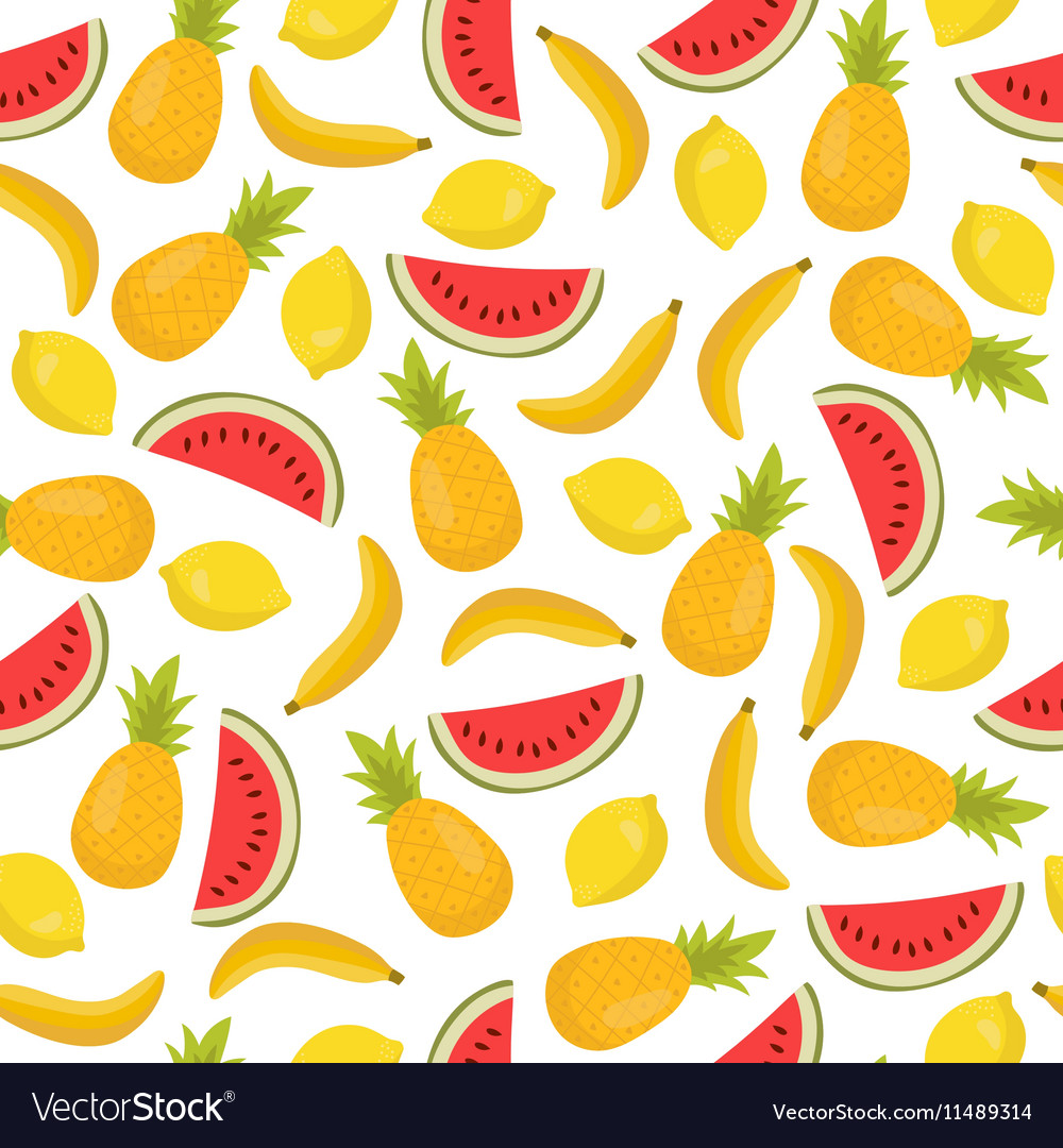 Seamless pattern with bananas pineapples