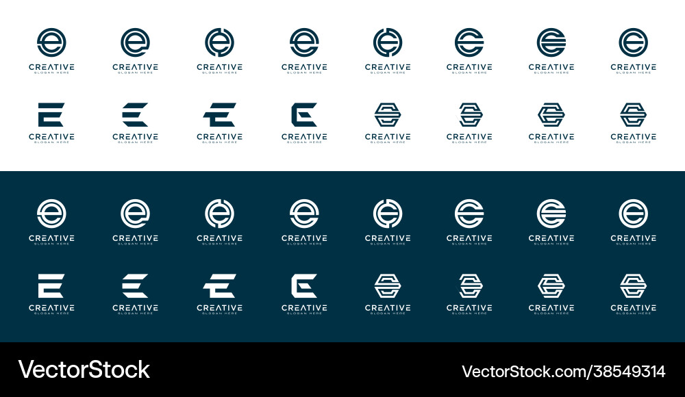 Set initial letter e logo design template Vector Image