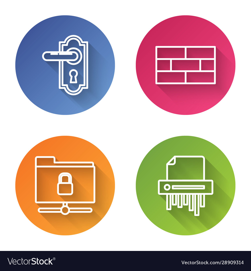 Set line door handle bricks ftp folder and lock vector image Set line door handle bricks ftp folder and lock