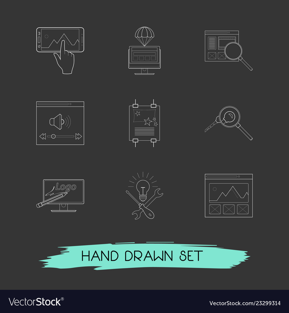 Set web design icons line style symbols Vector Image Set web design icons line style symbols