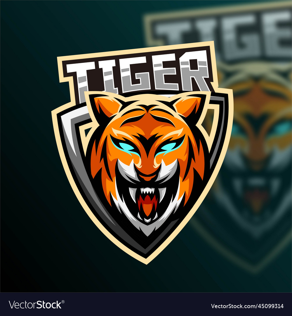 Tiger sport gaming logo design Royalty Free Vector Image