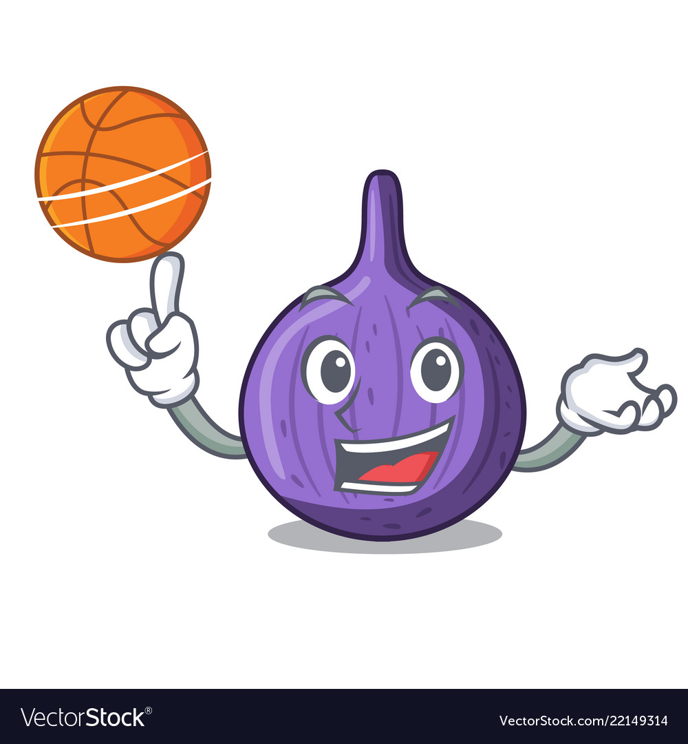 With basketball character fig fruit for healthy