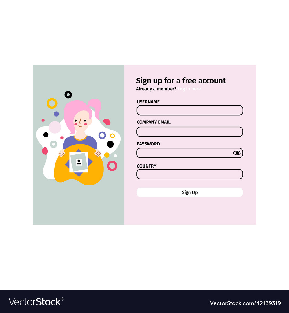 Account login and password form page on screen Vector Image Account login and password form page on screen