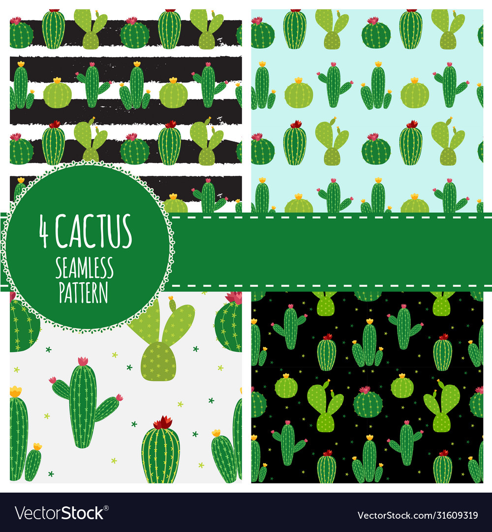 Cactus icon collection nahtlose Muster Hintergrund