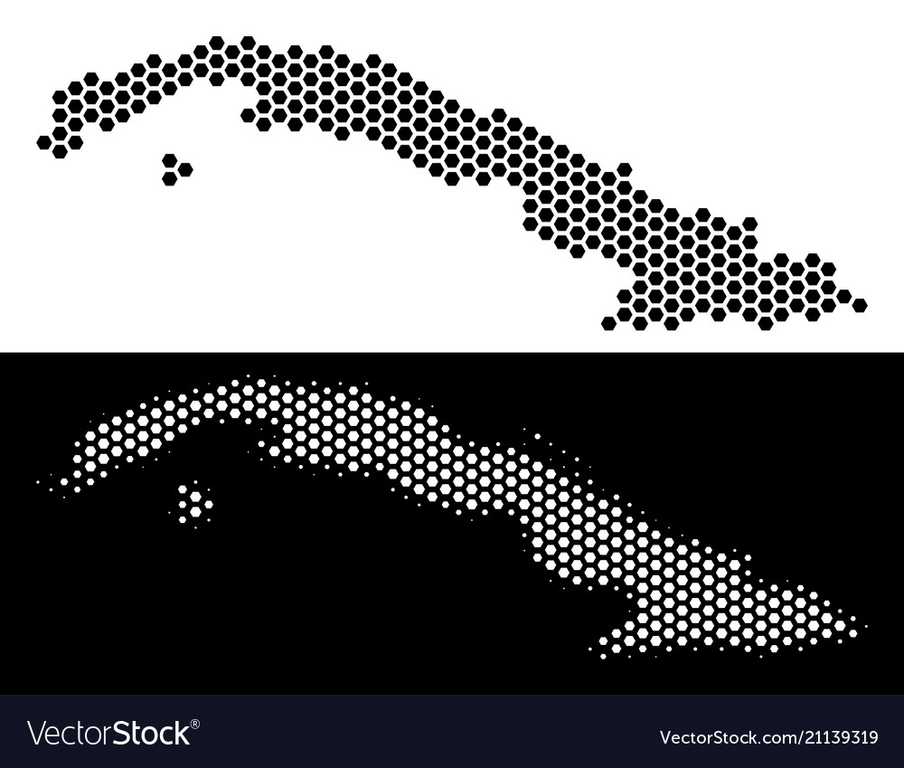 Cuba map hexagon abstraction