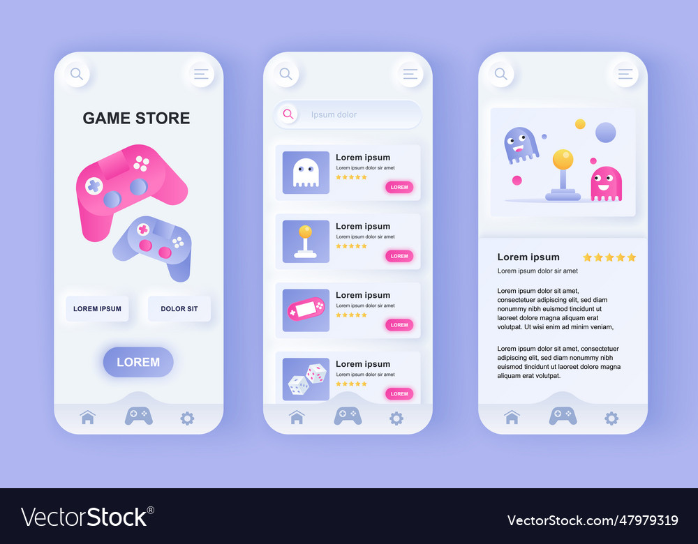 Game store unique neomorphic design kit online