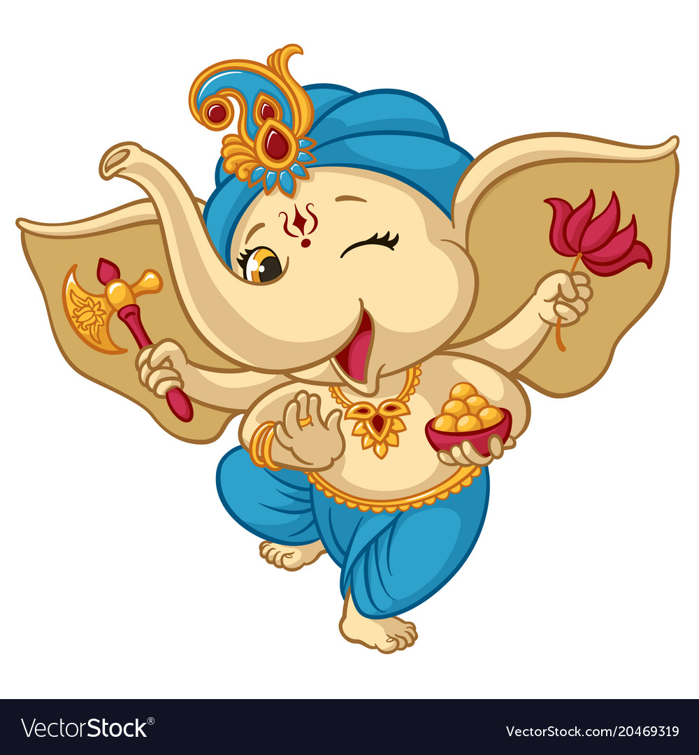 Ganesha elephant cartoon baby Royalty Free Vector Image