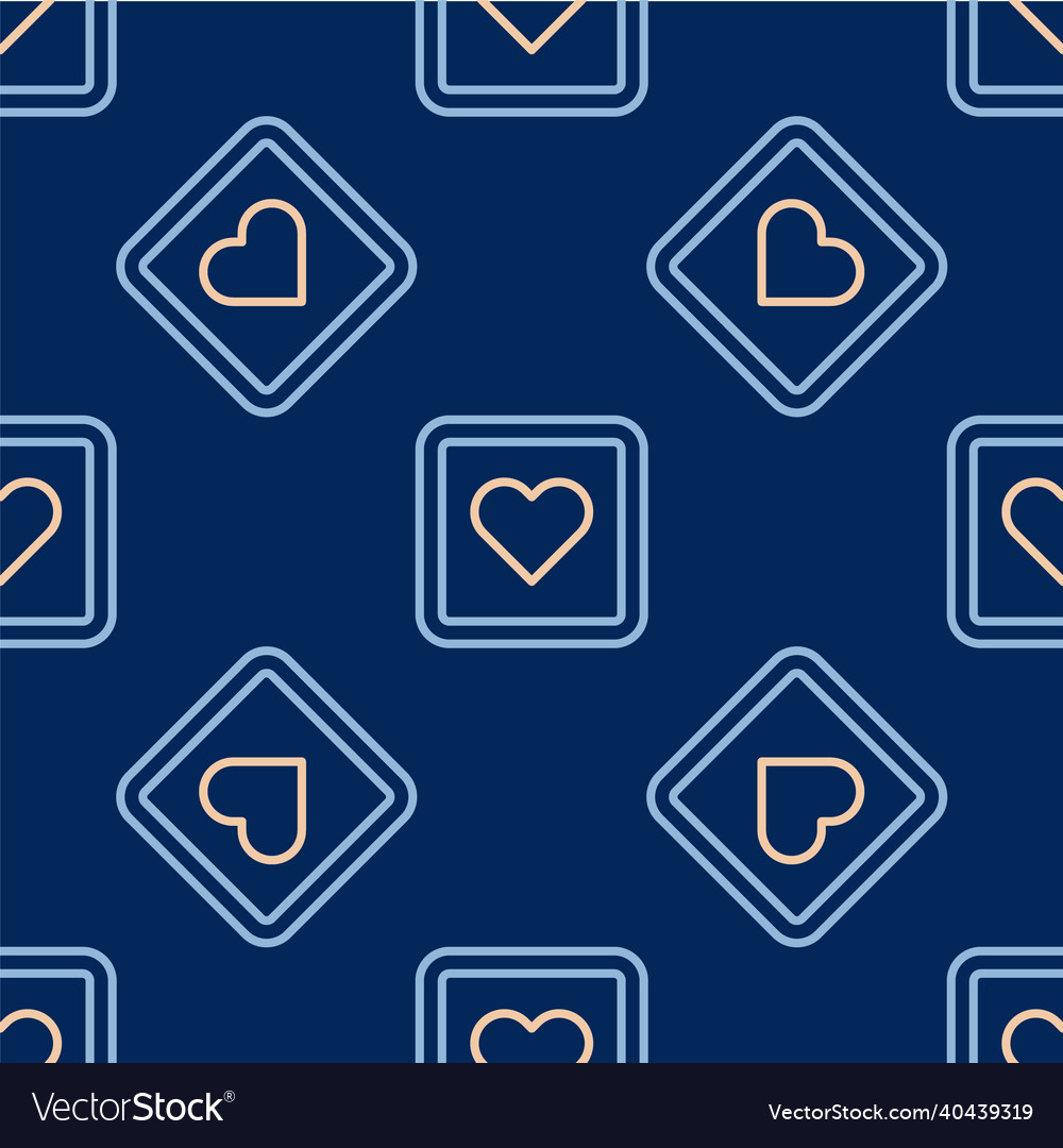 Line like heart icon isolated seamless pattern vector image Line like heart icon isolated seamless pattern
