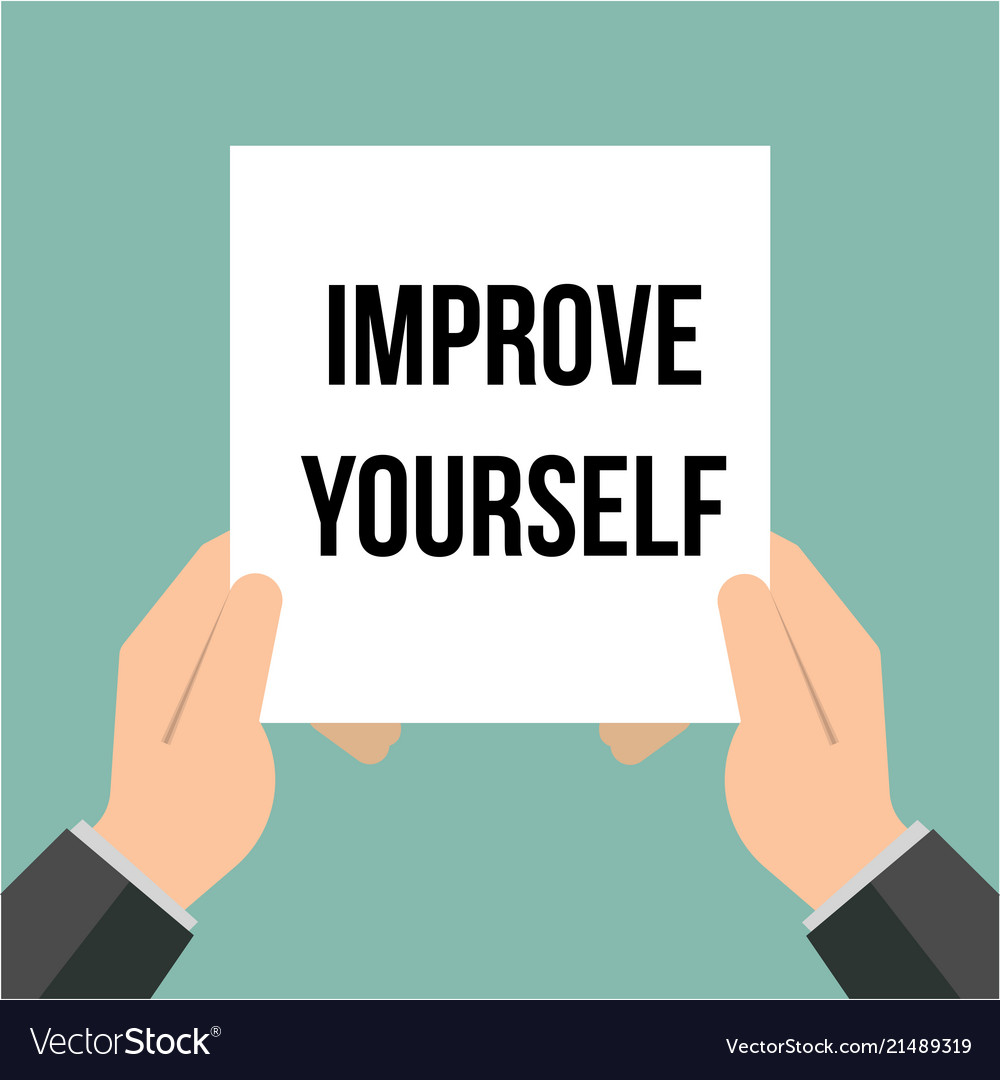 Man showing paper improve yourself text Royalty Free Vector