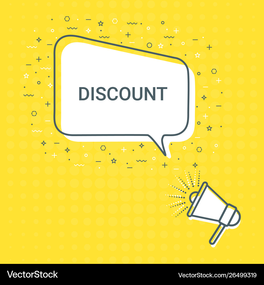 Megaphone with discount speech bubble loudspeaker Vector Image