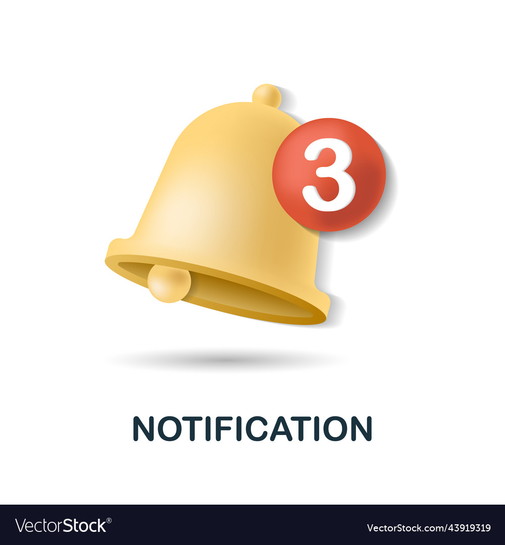 Notification icon 3d from blogger collection vector image Notification icon 3d from blogger collection
