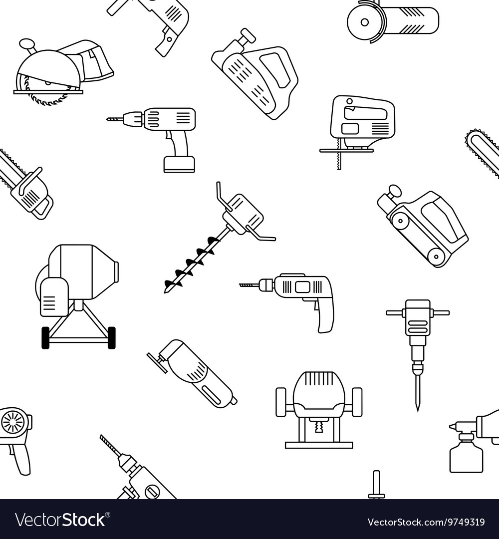 Power Tool Icon Seamless Pattern
