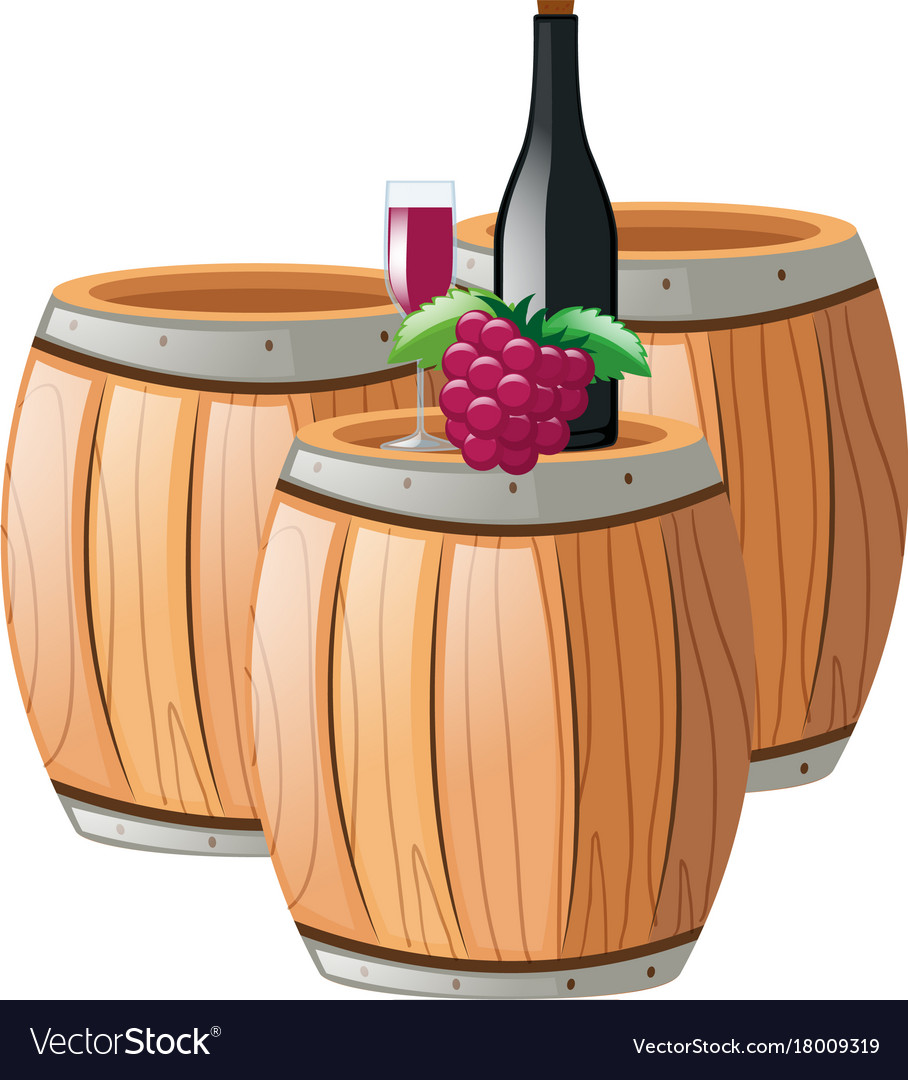 Red wine on barrels Royalty Free Vector Image - VectorStock