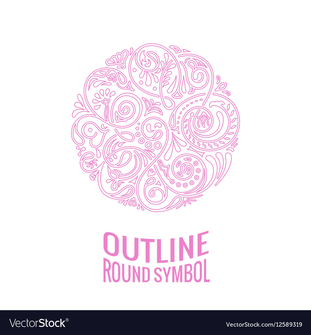 Round calligraphic emblem floral symbol